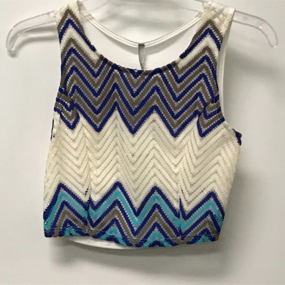 😀 NWOT B Envied Retro 70s Crochet Zigzag Crop Top